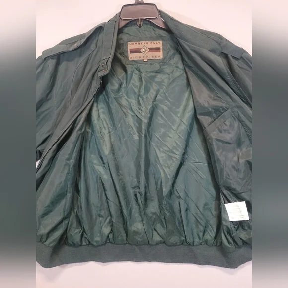 Members Only Microfiber Men’s L Vintage Green Bomber Jacket - Picture 8 of 9